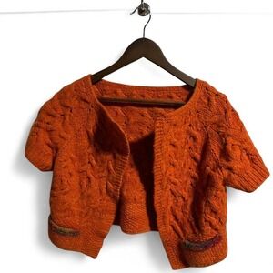 Orange vintage cable knit cardigan large‎